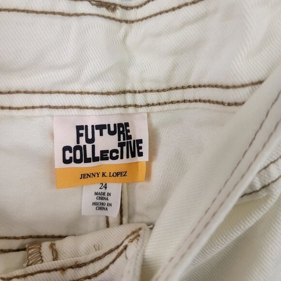 Future Collective Jenny K. Lopez Womens Straight Leg Cream Jeans Size 24 - Picture 3 of 9